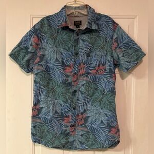 Lee Vintage Hawaiian Button Up Shirt Men’s Sz M Blue Floral Collared Shirt